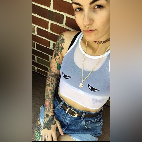 MoldieGoldies | Tops | Moldiegoldies Sheer Eyeballs Handmade Crop Tank
